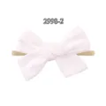 Zachte baby nylon elastische hoofdband met grote witte getextureerde kanten strik 2998-7 - Witte Jacquard Kant (2998-7)