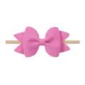 Diadema con lazo de lino rosa hecha a mano con banda de nailon suave para bebés - Lazo de 8.5cm / Rosa Lino