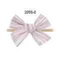 Schattige baby hoofdband met gestreepte strik en een zachte nylon elastische band - Wit Gestreept (2998-8)