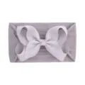 Super soft nylon baby headband for infants with a stylish large grey bow detail - Light Gray