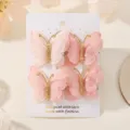 Juego de cuatro pinzas para el cabello de encaje con mariposas rosas en una tarjeta - 4 Piezas/Pack / Rosa (4C)