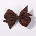 Small dark brown grosgrain ribbon bow hair clip for babies and toddlers, versatile hair accessory - Dark Brown (3)