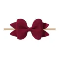 Diadema suave de nailon para bebé con un lazo de lino granate texturizado para niños - Lazo de 8.5cm / Burdeos