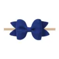 Diadema para bebé con lazo de lino azul y banda de nailon elástica para recién nacidos - Lazo de 8.5cm / Azul marino