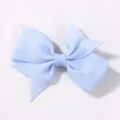 Cute light blue ribbed ribbon bow hair clip for children - Sky Blue (333)