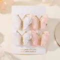 Elegante juego de pinzas para el cabello con mariposas de encaje rosa y blanco - 4 Piezas/Pack / Blanco Rosa (4B)