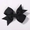 Handmade small black grosgrain ribbon bow hair clip for baby girls and children accessories - Black (4)