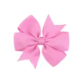 Pink grosgrain ribbon bow hair clip for girls, handcrafted swallowtail hair accessory. - Pink (28)