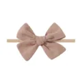 Oudroze haarband met grote strik en zachte nylon elastiek voor baby's en peuters. - Dusty Rose (2998-18)