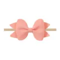 Adorable diadema con lazo de tela rosa coral en una suave banda de nailon para bebés - Lazo de 8.5cm / Rosa Coral