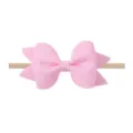 Linda diadema para bebé con lazo de tela rosa y banda de nailon nude elástica - Lazo de 8.5cm / Rosa Claro