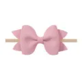 Diadema de lazo de tela rosa para bebé con banda elástica de nailon fina color carne. - Lazo de 8.5cm / Rosa