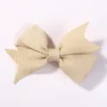 Small cream grosgrain ribbon bow hair clip for babies and girls cute hair accessory - Beige (835)