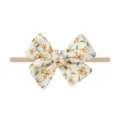 Schattige baby hoofdband met bloemenprint en zachte huidkleurige nylon elastiek - Yellow Floral (2998-22)
