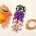 3pcs Halloween grosgrain ribbon hair bows set featuring ghost spider and pumpkin prints - Ghost Spider and Pumpkin Witch Style (6B) / Set of 3 / Black Purple White Mix