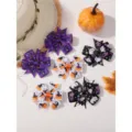 Halloween themed ribbon bow hair clips set with pumpkin and ghost prints for kids. - 5pcs Halloween Series Style (6E) / Multicolor Combo