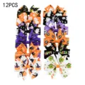 12-Piece Halloween hair accessories set featuring grosgrain ribbon bows for girls - 12pcs Halloween Series Style (12B) / Multicolor Combo