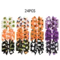 Set of 24 Halloween grosgrain ribbon hair bows featuring spooky ghosts, spiders and bat motifs - 24pcs Halloween Series Style (24B) / Multicolor Combo