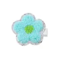 Lovely blue flower hair clip featuring green center and soft towel embroidery texture - Blue and Green Patchwork / Sky Blue