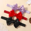 Lot de 3 bandeaux pour bébé avec grands nœuds en satin, coloris violet, rouge et noir. - 3 Pièces/Paquet / Couleurs Mélangées (3D)