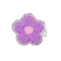 Purple towel embroidery flower hair clip with pink center and silver glitter base - Purple and Pink Patchwork / Purple