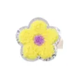 Cute children's yellow chenille embroidery flower hair clip with silver glitter base - Yellow and Purple Patchwork / Yellow