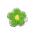 Handmade cute green flower towel embroidery hair clip with sparkling silver glitter border - Green