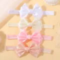 Lot de 4 bandeaux pour bébé en satin avec nœuds aux couleurs pastel douces comme le rose - Couleurs Mélangées (4C)