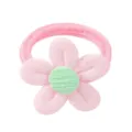 Chouchou mignon en fleur tricotée rose avec centre vert pour filles accessoires - Fleur Rose
