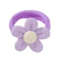 Élastique à cheveux violet pour enfants avec fleur tricotée et anneau de serviette doux - Fleur Violette