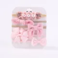 Schattige roze baby haarband set met verschillende bloemen- en strikontwerpen - Stijl 5G / Set van 5 stuks