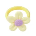 Élastique à cheveux jaune avec une fleur tricotée au cœur violet pour petites filles - Fleur Jaune