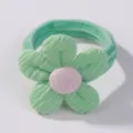 Chouchou à fleurs en tricot vert menthe, accessoire élastique doux pour les cheveux des enfants - Fleur Verte