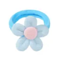 Chouchou fleur tricoté bleu clair pour filles avec centre rose et élastique - Fleur Bleue