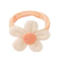 Élastique à cheveux avec fleur tricotée pêche et blanc pour petites filles, doux - Fleur Blanc Cassé
