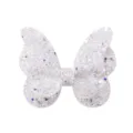 Pinza de pelo con lazo de mariposa blanco brillante para niñas y bebés con brillo - Estilo Lentejuelas Completo Blanco Plateado Iridiscente (21)