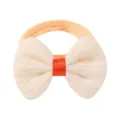 Chouchou avec nœud en tricot pêche pour filles et élastique doux en forme d'anneau - Blanc Cassé Avec Nœud Noir