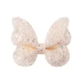 Pinza para el pelo de mariposa con purpurina para niñas en melocotón - Estilo Lentejuelas Completo Rosa Naranja Claro (22)