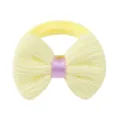 Élastique à cheveux jaune pour enfants avec nœud texturé et ruban violet - Nœud Jaune