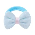 Élastique à cheveux avec nœud bleu mignon pour filles, ruban rose et anneau textile doux. - Nœud Bleu
