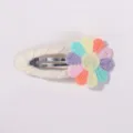 Bunte handgefertigte Gänseblümchen Haarspange für Kinder mit garnumwickeltem Clip - Mit weißem Garn umwickelter mehrfarbiger Sonnenblumen-Stil (34)