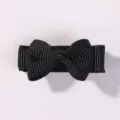Handmade mini black grosgrain ribbon bow hair clip for little girls fringe styling - Black