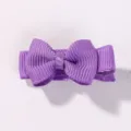 Handmade purple grosgrain ribbon bow hair clip for little girls mini bangs hair accessory - Purple