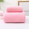 Rosa Korallenfleece Handtuch Set, weiches Ananasgitter Badetuch für den täglichen Gebrauch. - 70x140cm Gesäumt / Rosa