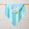 Asciugamano da bagno con cappuccio neonato mantello morbido uccello cartone animato blu vista - Pinguino Blu