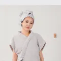 Graue Blasensamt Trockenhaube und Bademantel Set, verdickt super saugfähig für Damen. - 30x80cm / Grau