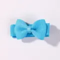 Sky blue mini grosgrain ribbon bow hair clip for little girls fringe styling and daily wear - Sky Blue