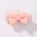 Cute mini peach pink grosgrain ribbon bow hair clip for girls with comfortable fabric wrap - Peach Pink