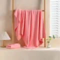 Soft coral fleece bath towel pink quick drying absorbent home shower towel daily use. - Watermelon Pink