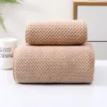 Weiches Korallenfleece Ananas-Gitter Handtuch und Badetuch Set, saugfähig, khaki Farbe. - 70*140 Waffelmuster (umrandet) / Kaffee